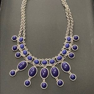 Chico’s Navy and Silver Drop Necklace